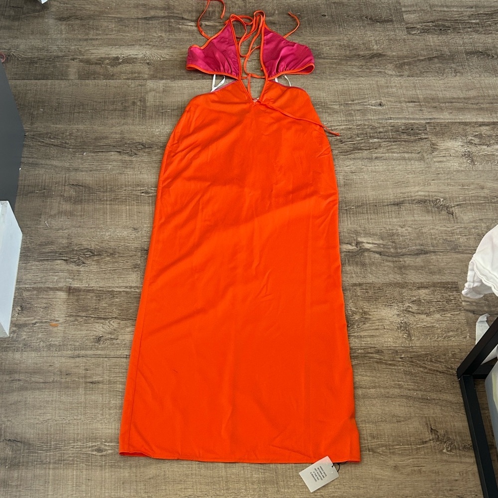 Lovers + Friends Orange Maxi Dress with Pink Bodice - Picture 4 of 9